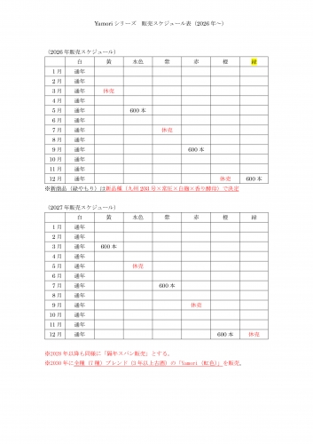 Yamoriシリーズ　販売スケジュール表